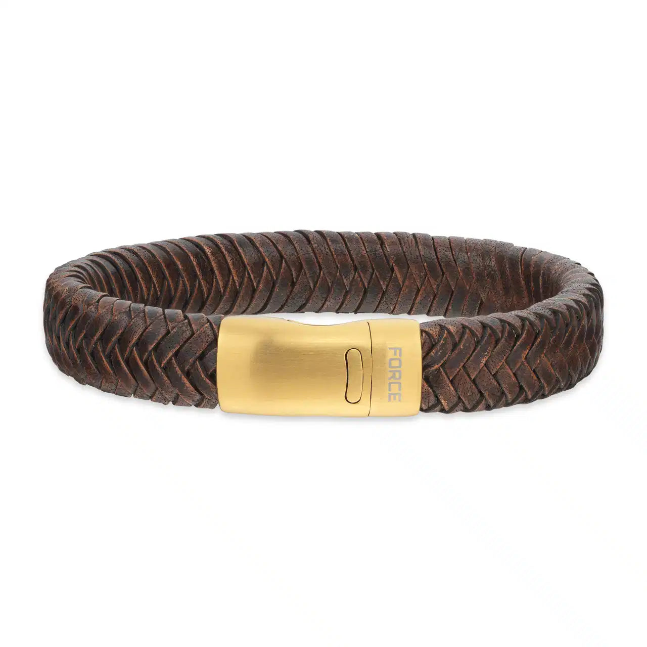FORCE ARMBÅND BRUNT LÆDER FG STÅL LÅS 21CM