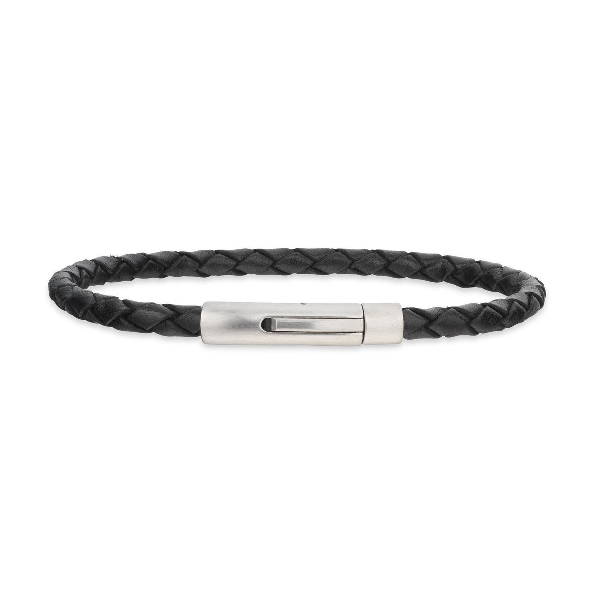 FORCE ARMBÅND SORT LÆDER STÅL LÅS 21CM