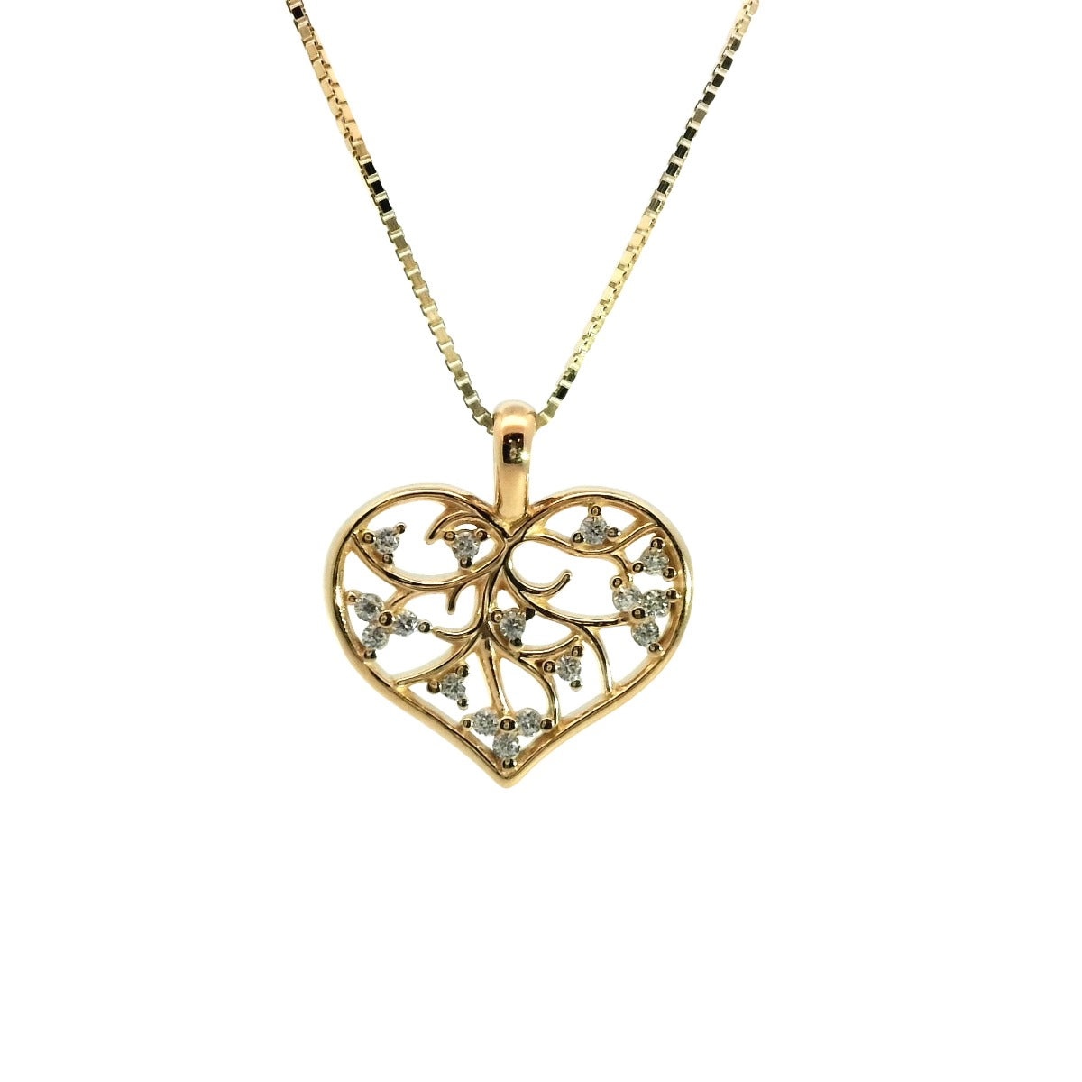 Smykkekæden Livets Træ I Hjerte Forgyldt Sølv Halskæde