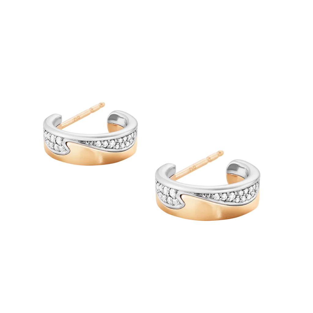 FUSION SMALL EARHOOP 1637A RG WG PAVÉ 0.18 CT