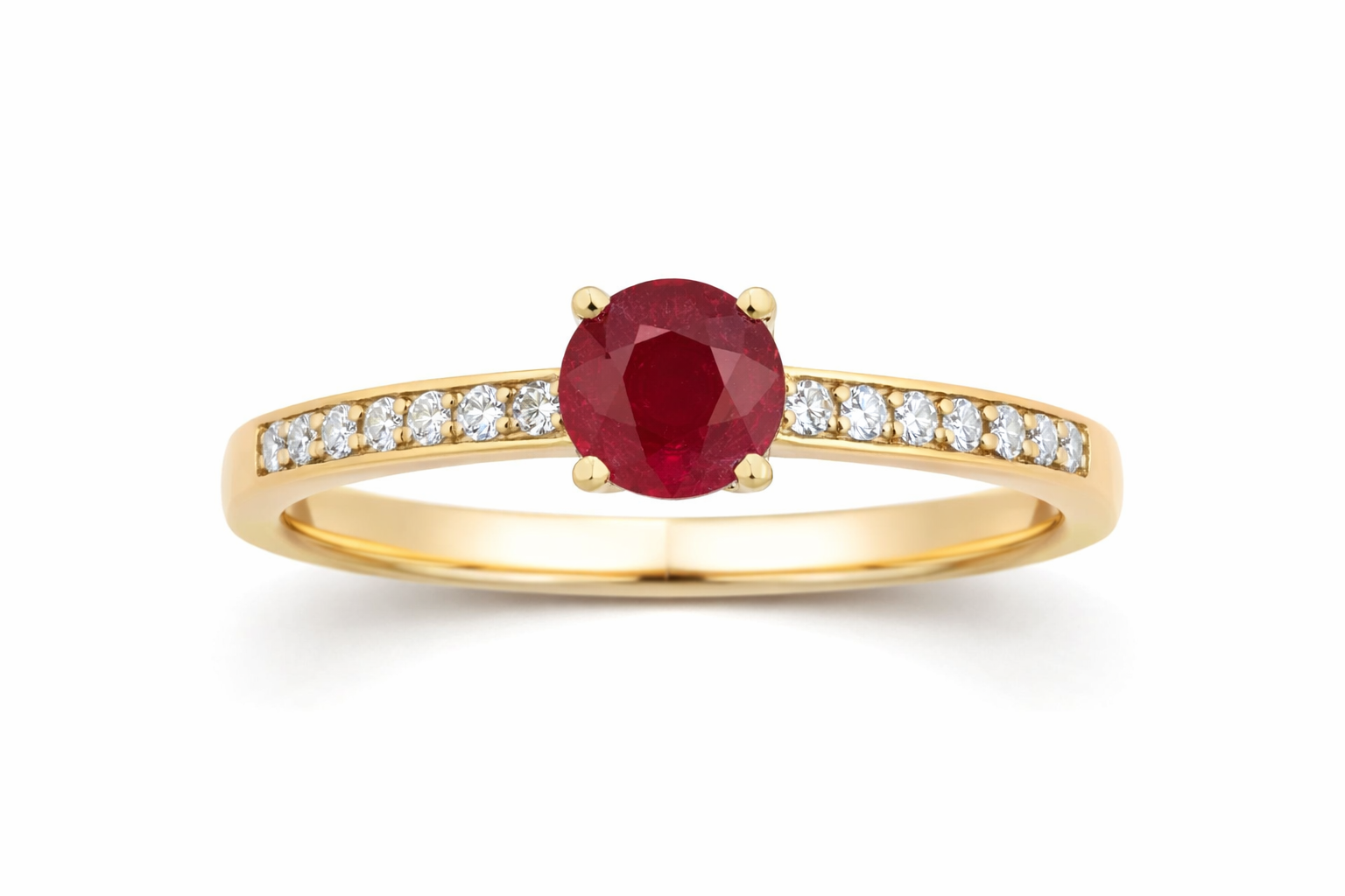 14KT. GULD RING M. RUBIN + DIA. 0.07CT W