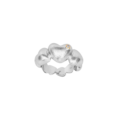 SØLV RH.STOR HJERTERING+0.015CT W/SI+14KT