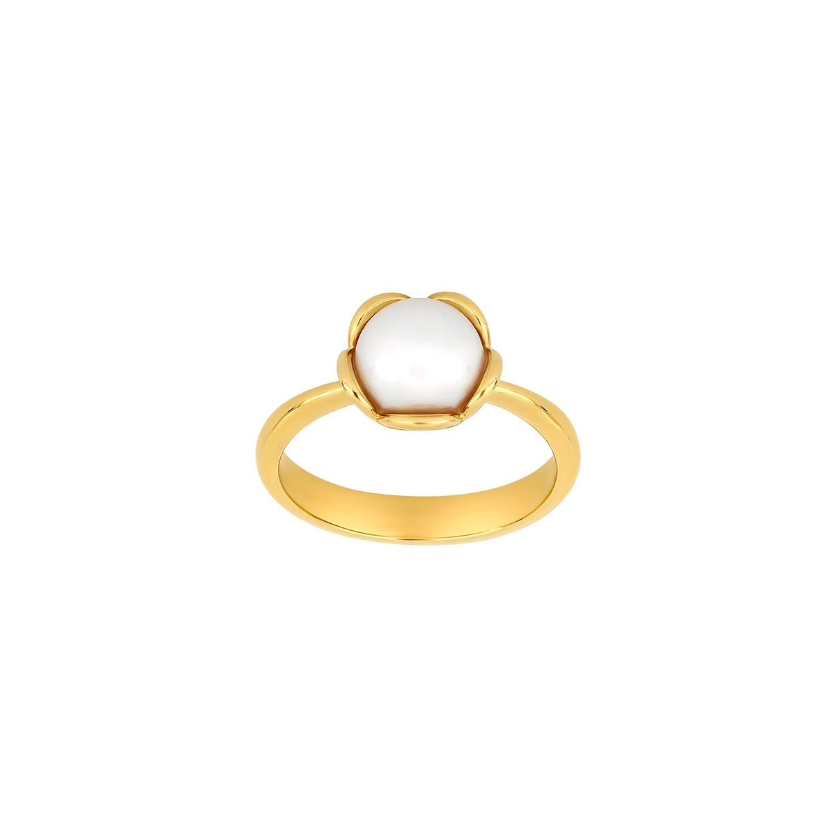 SØLV FORG. RING FLOWER LILLE M/FERSKV. PERLE