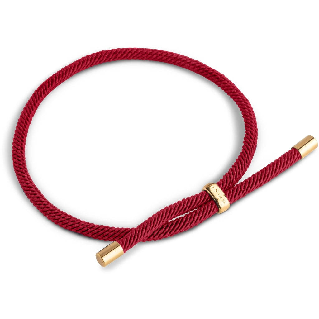 Enamel Color Cord Armbånd i 18 karat forgyldt, genanvendt sterlingsølv B145G-BORDEAUX