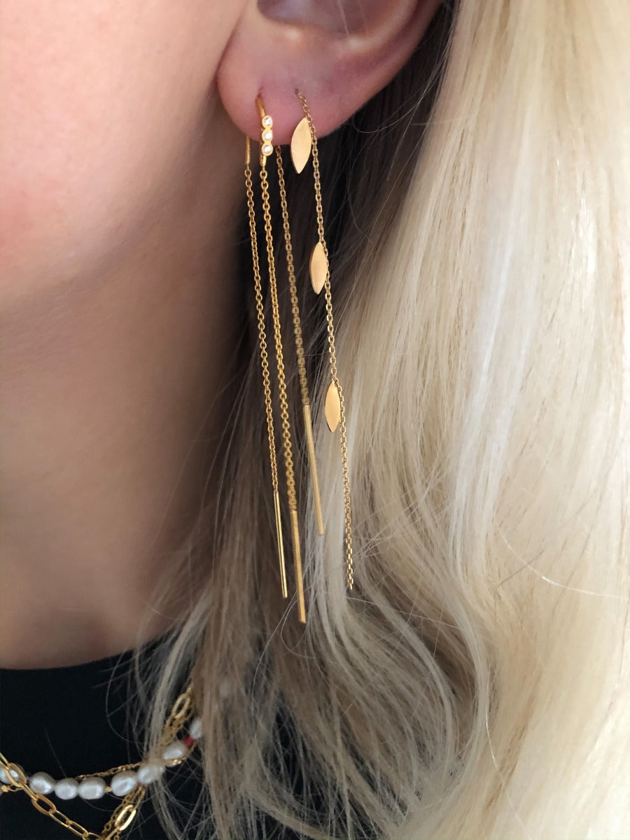 SØLV/FG ØREKÆDE THREE DOTS