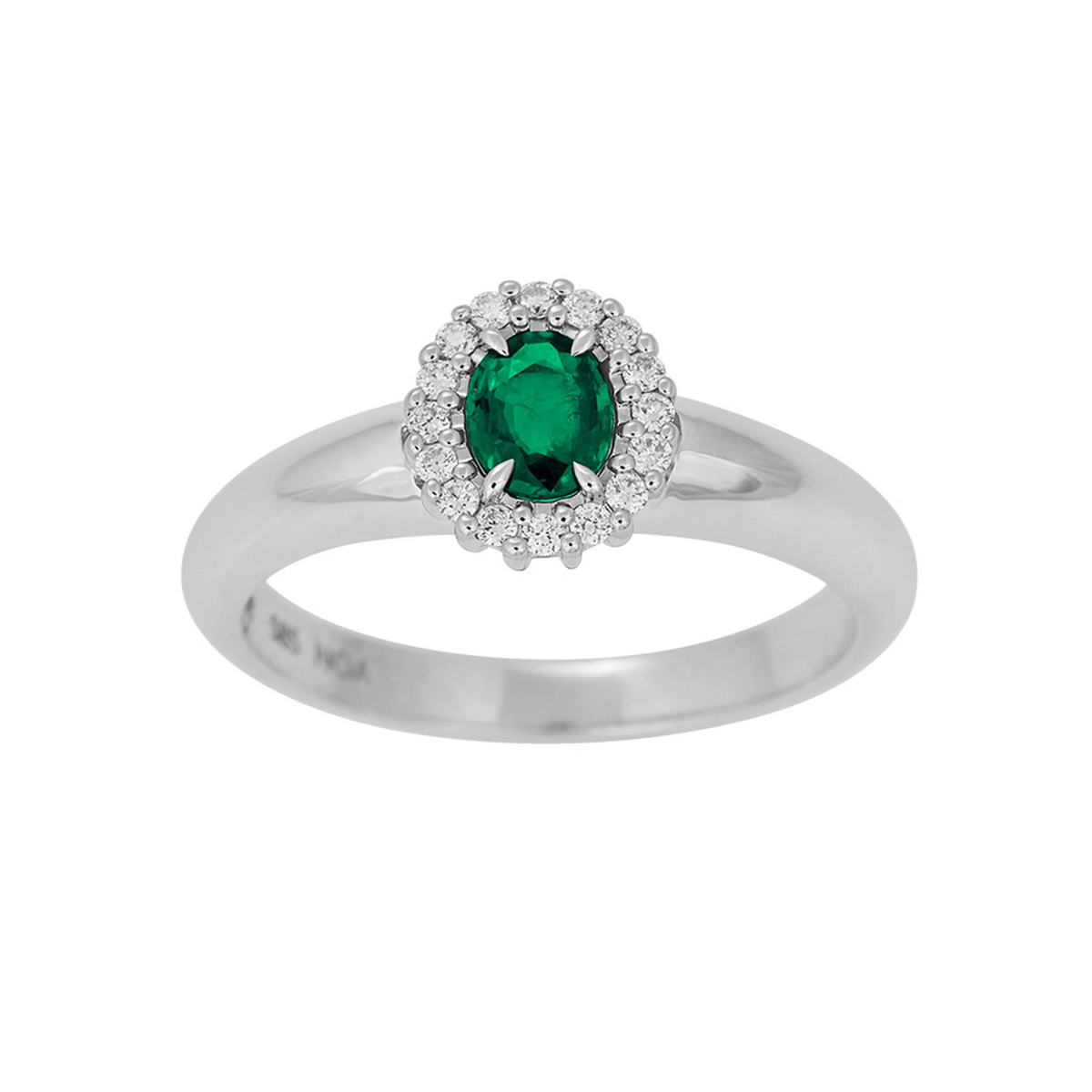 14KT. RING M/SMARAGD OG DIA 0.11CT W/SI