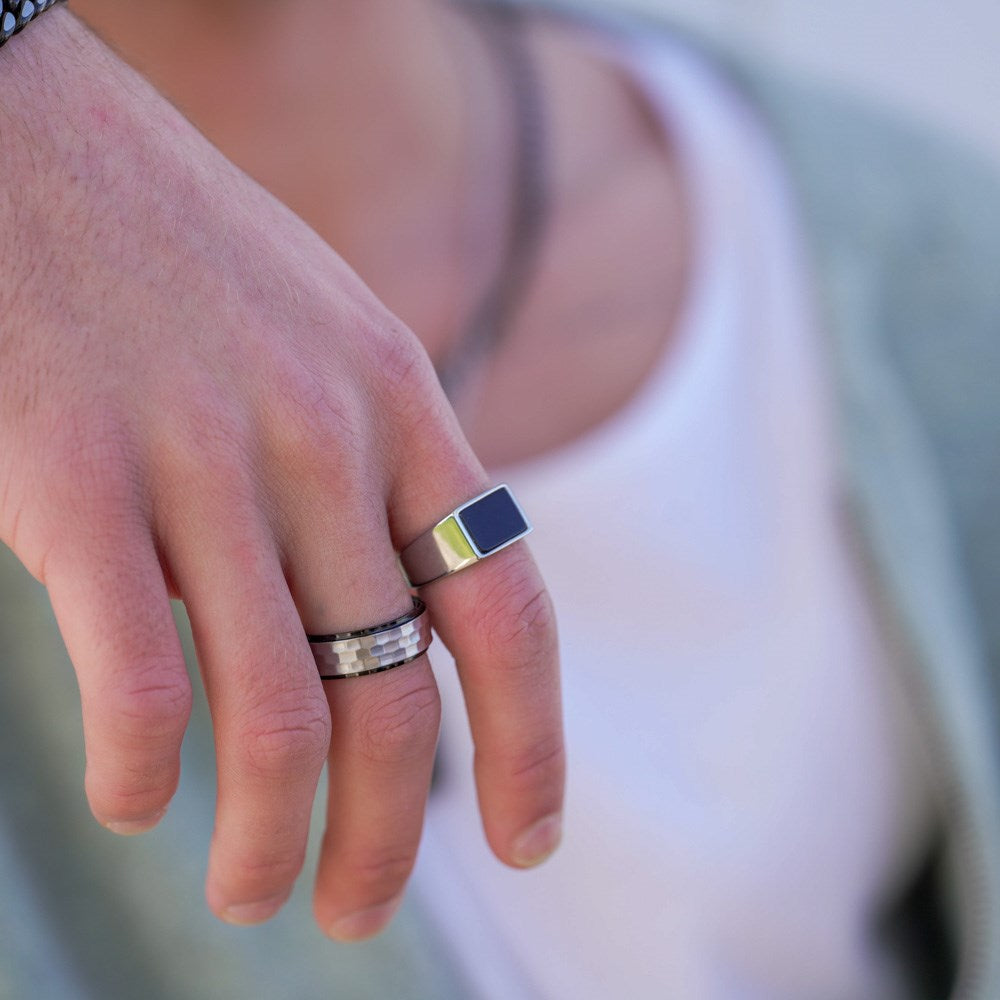 SON STÅL RING MED IP BLACK