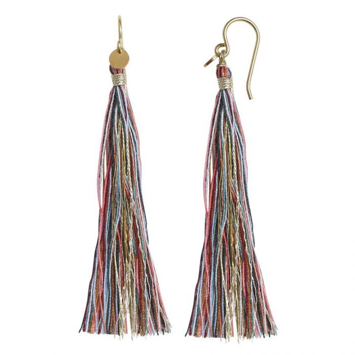 SØLV/FG BØJLE MULTI COLOR TASSEL