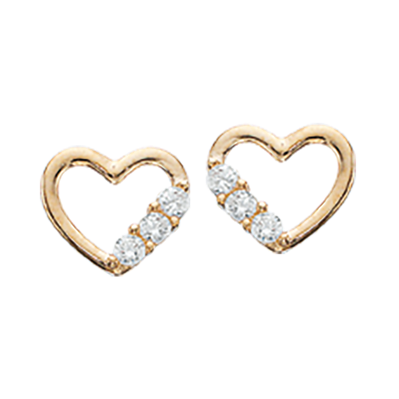 ØREPYNT HJERTE SYN.ZIR. 8 KT.