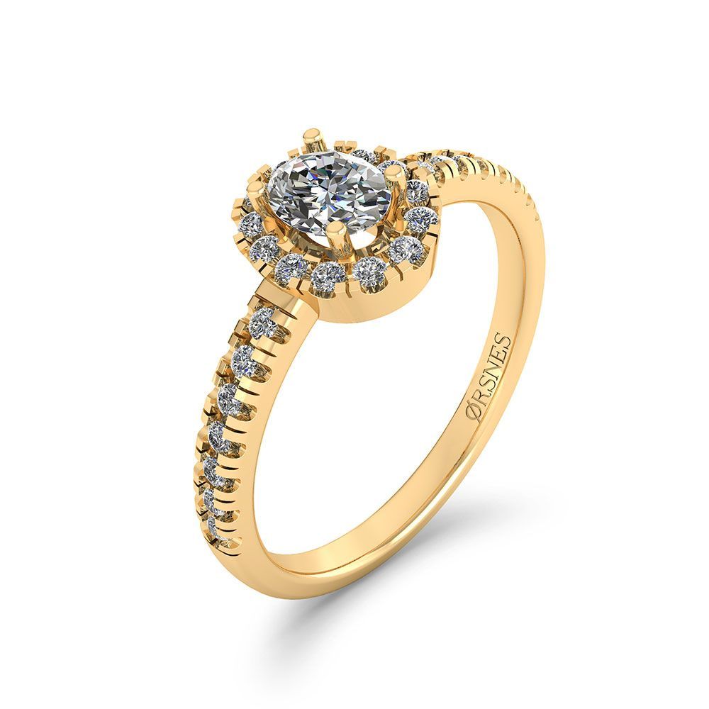 14KT.RING 1X0,30CT+25X0,008CT