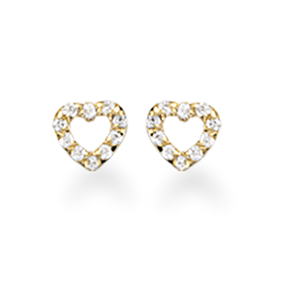 ØREPYNT HJERTE SYN. CUBIC ZIR. 8 KT.