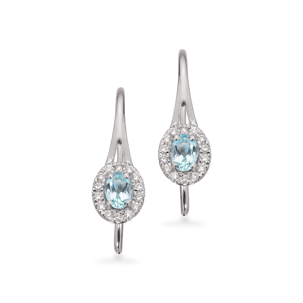 DIANA ØREBØJLER ROSET 0,10 H-W/SI-AQUAMARIN 14 KT