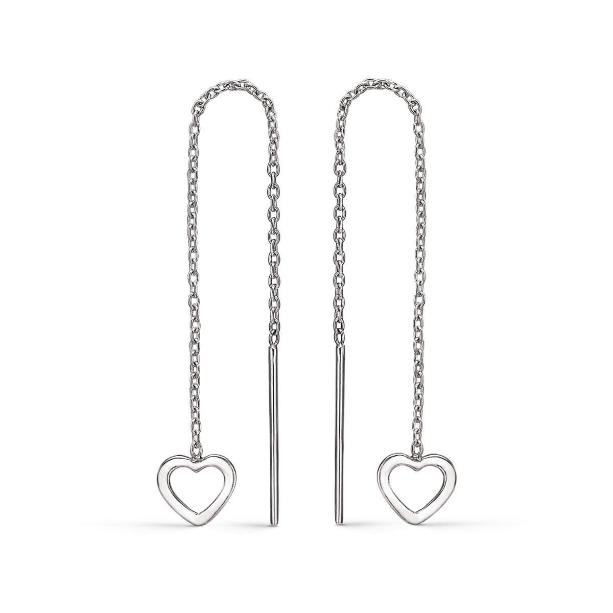 SØLV ØREHÆNGER 1 ÅBENT HJERTE PÅ KÆDE.