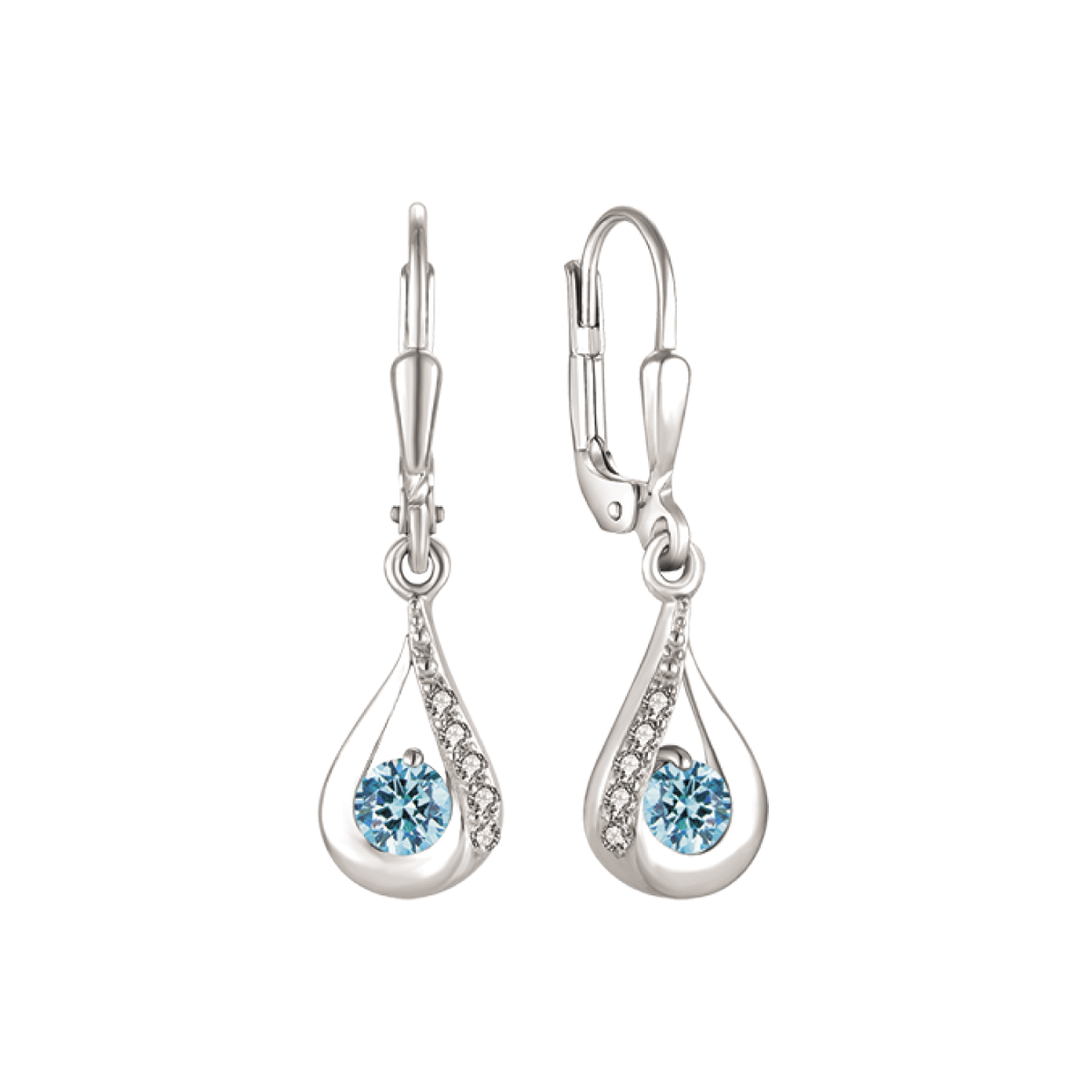 SØLV ØREHÆNGER RHODINERET DRÅBE MED SYNT