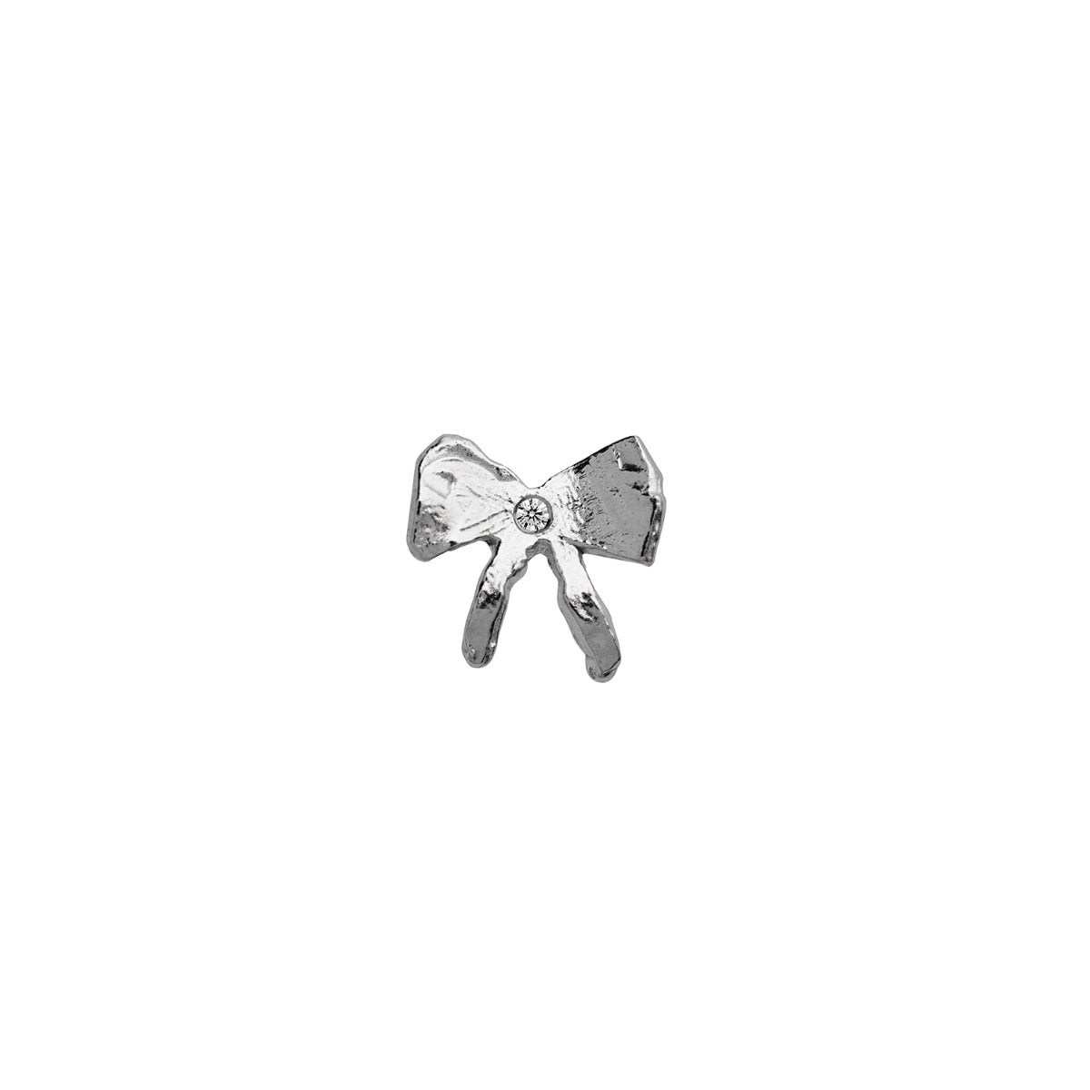 PETIT BOW EARRING WITH STONE SILVER - SINGLE