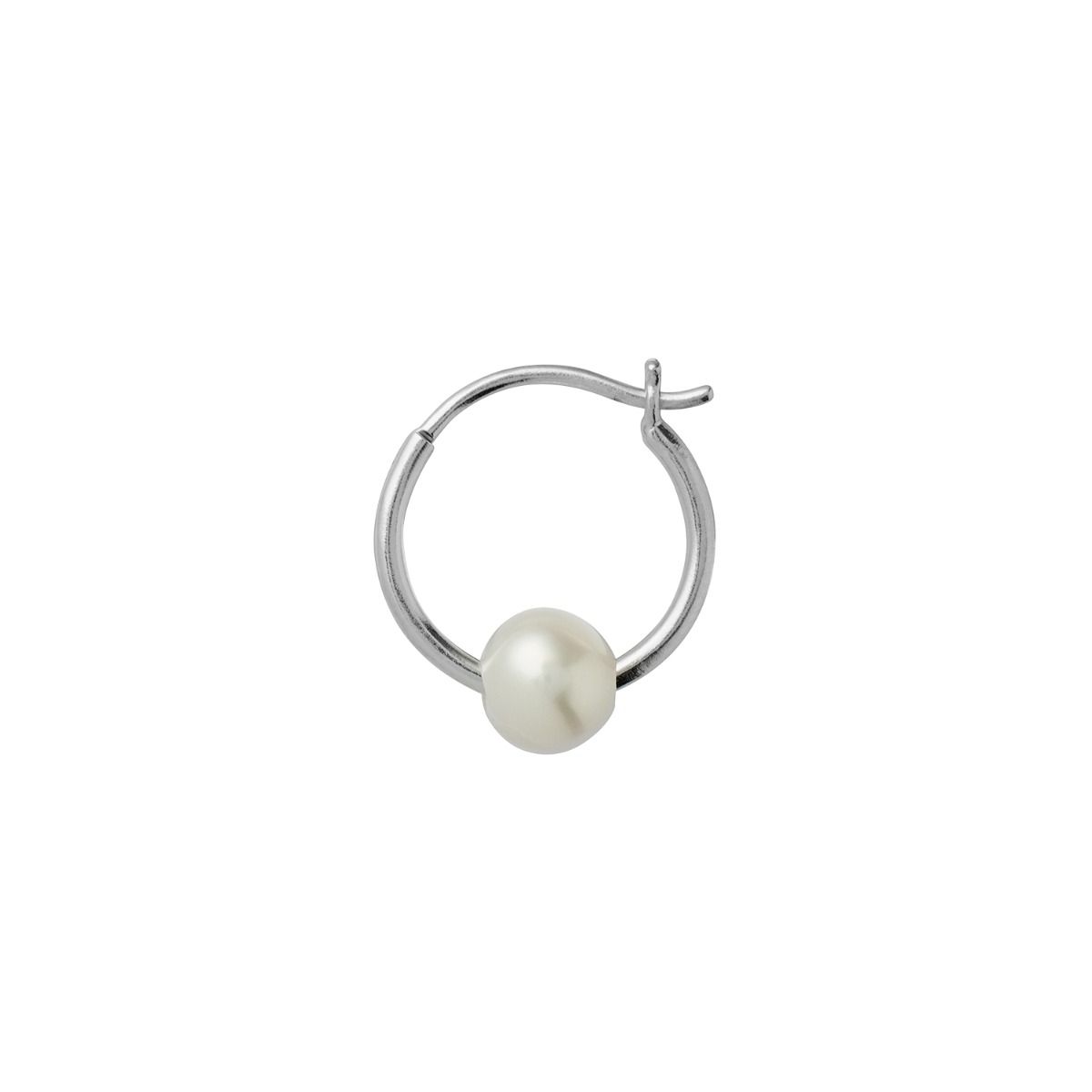 BIG PEARL BERRIE HOOP SILVER - SINGLE