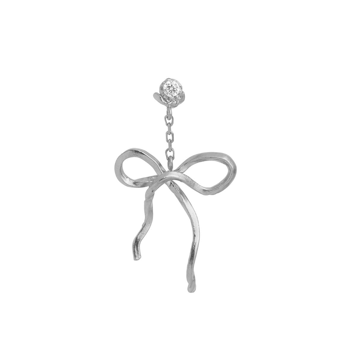 DANGLING FLOW BOW EARRING SILVER - SINGLE