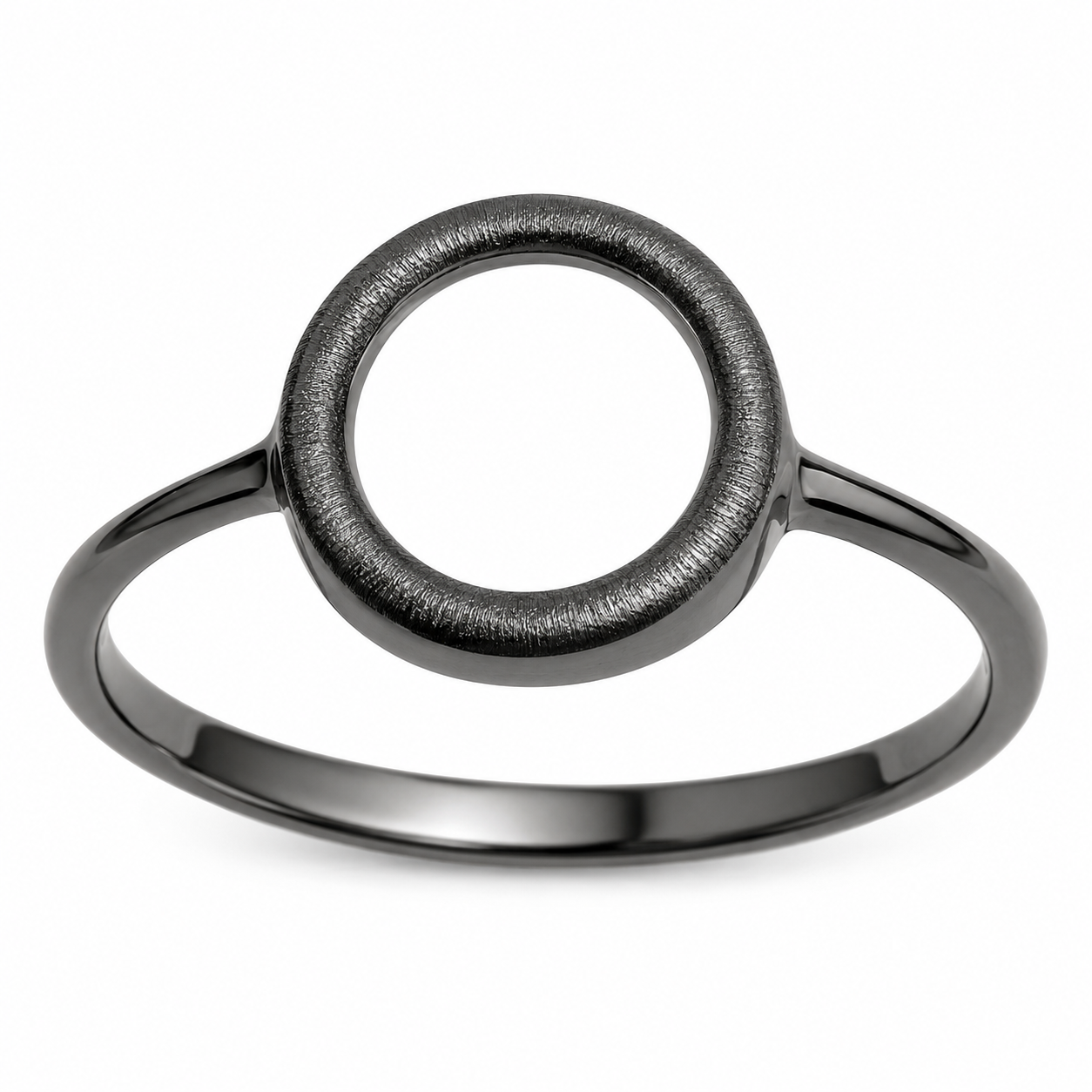 CIRKEL RING SORT RHODINERET