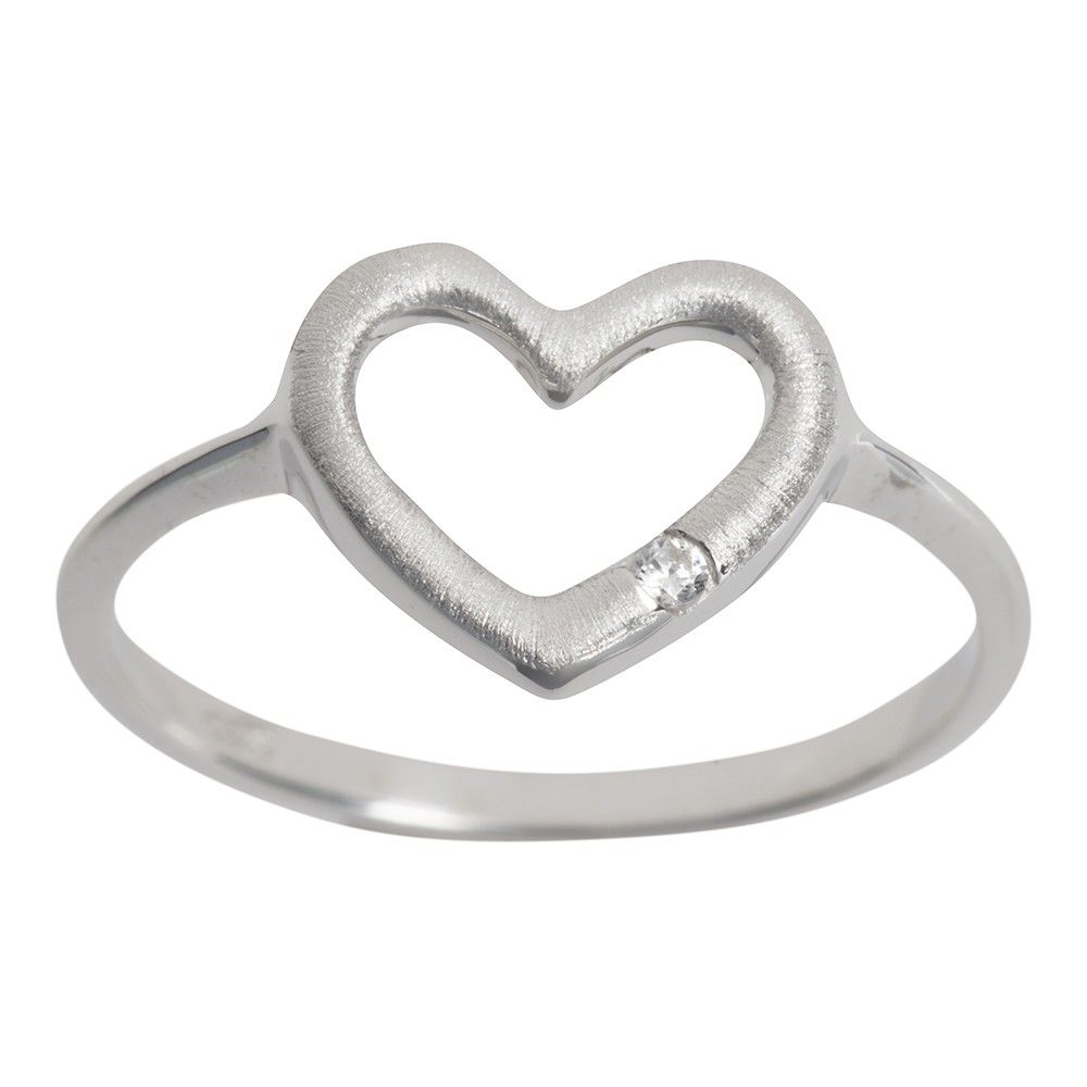 HJERTE SØLV RING - M/CZ