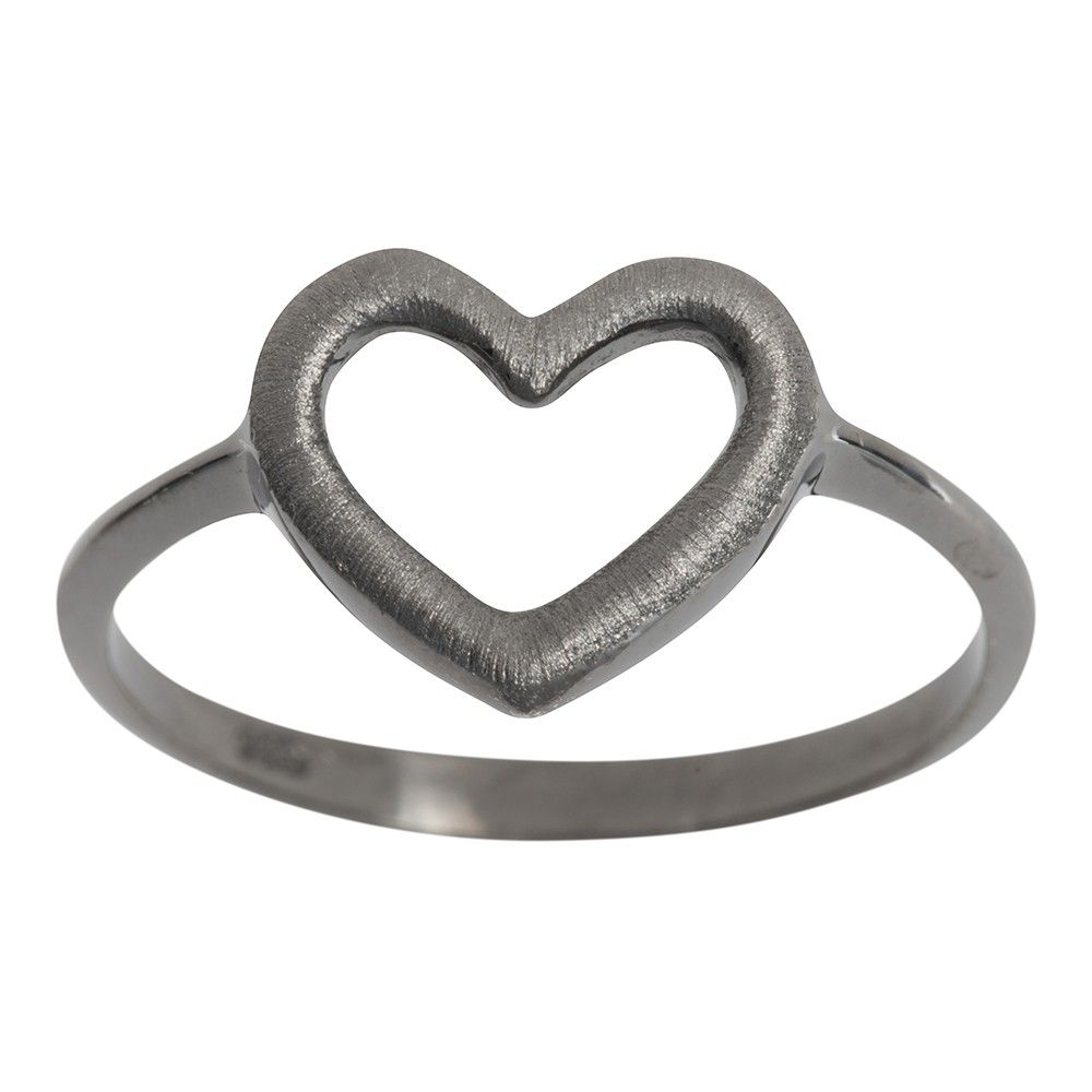 HJERTE SØLV RING M/ SORT RHODIUM