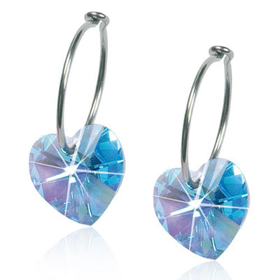 NT EAR RING 14 MM, HEART 10 MM, AQUAMARINE