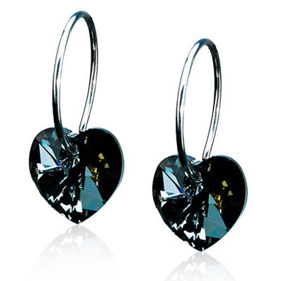 NT EAR RING 14 MM, HEART 10 MM, BLACK DIAMOND