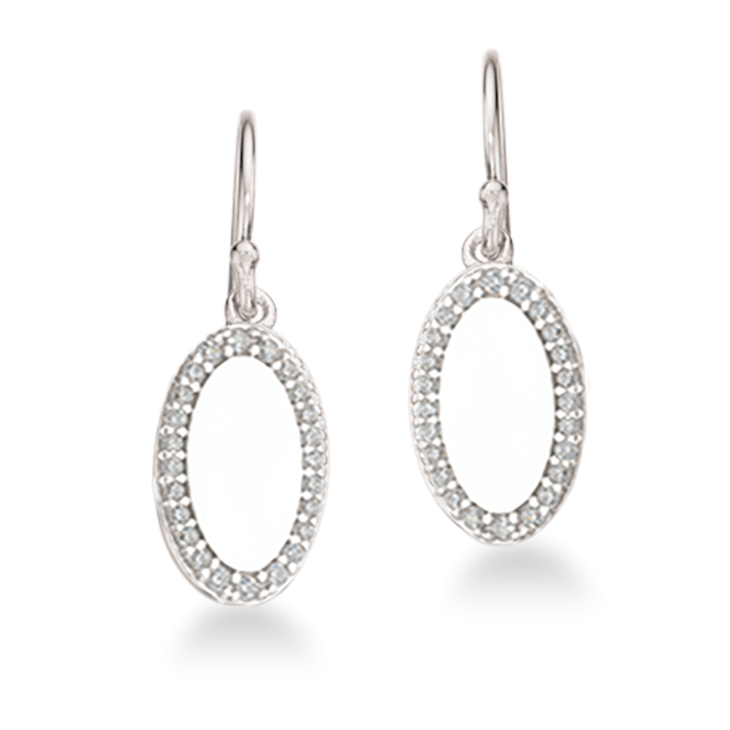 ØREBØJLER OVAL CUBIC ZIR. SØLV PT.