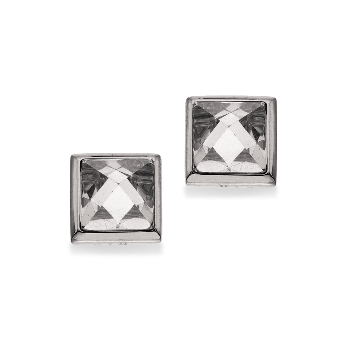 ØREPYNT HERRE HVID CUBIC ZIR. STÅL