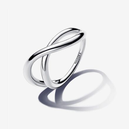 RING NON-STACKABLE ORGANICALLY SHAPED INFINITY RING STERLING SILVER