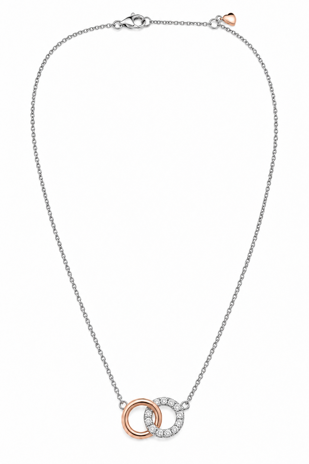 SØLV/FG COLLIER CIRKEL& HJERTE