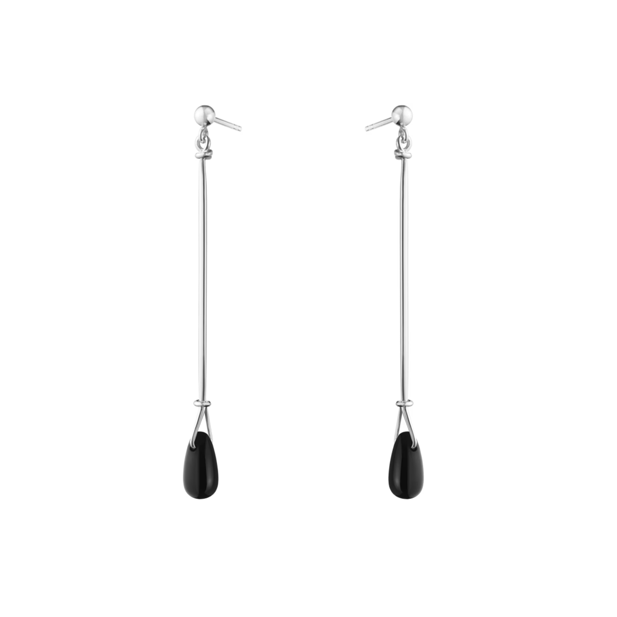 VIVIANNA LONG EARRING 660A SILVER BLACK AGATE