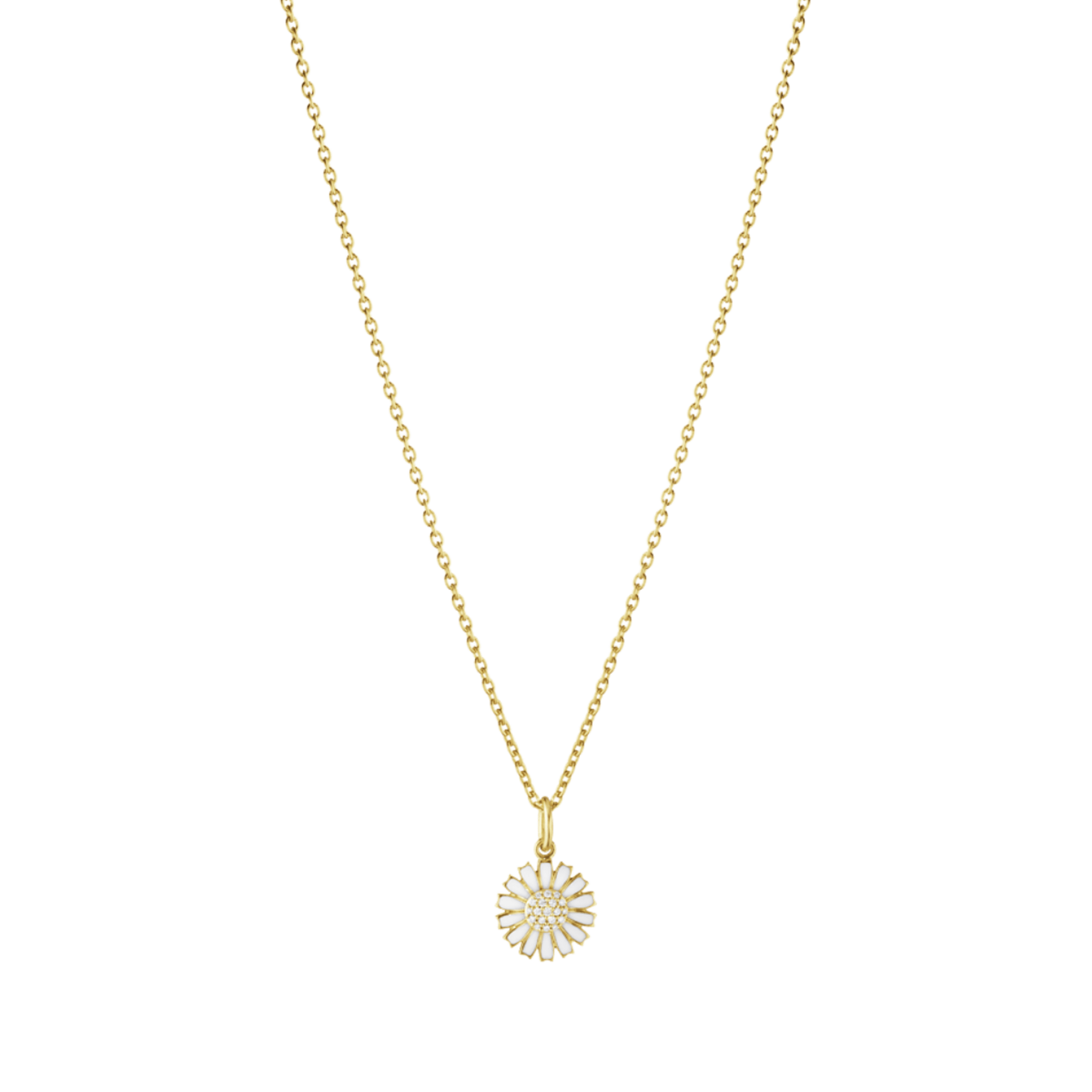 DAISY PENDANT 2025 SILVER GP WHITE ENAMEL 11 MM DIA 0.05 45C