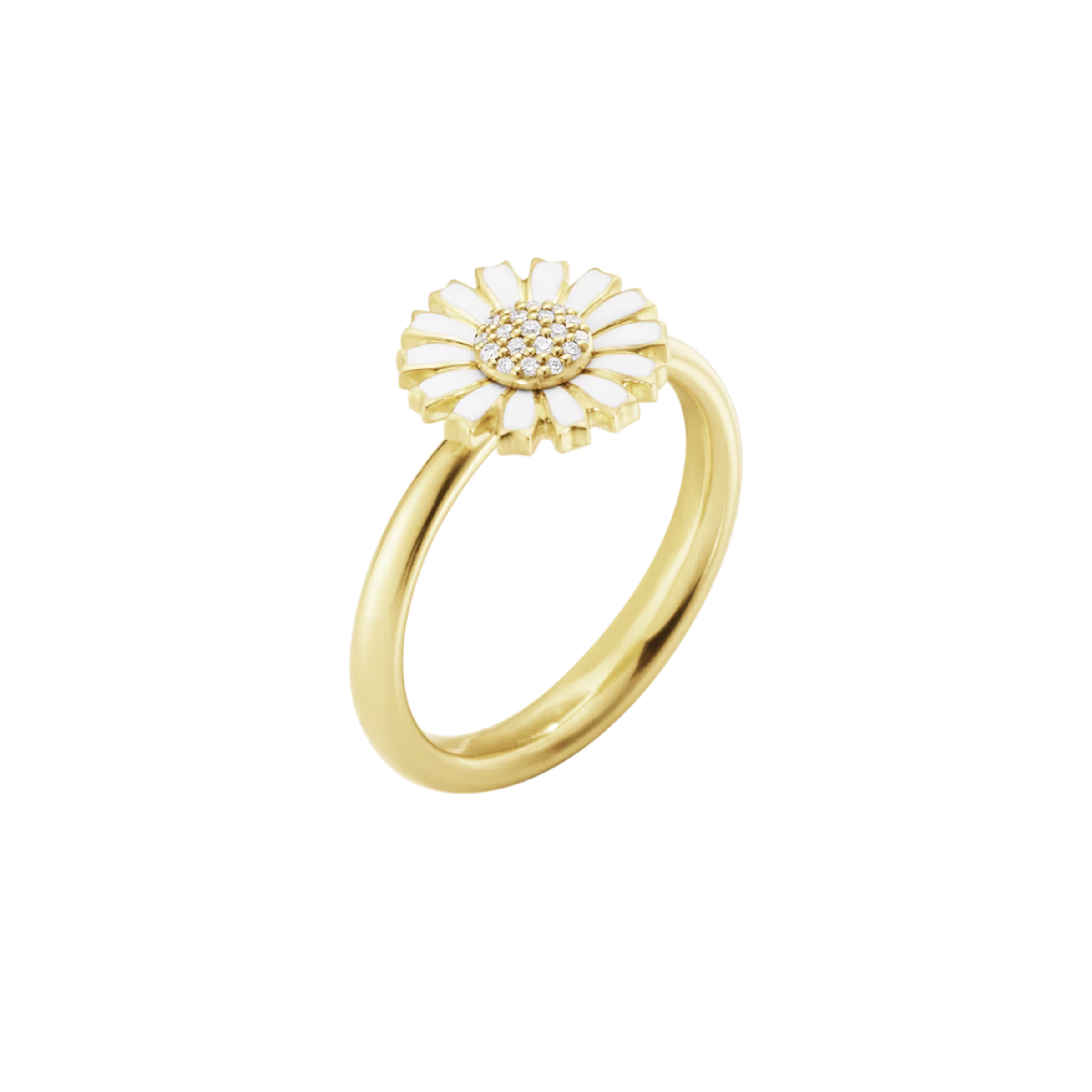 DAISY 2025 RING SILVER GP WHITE ENAMEL 11 MM DIA 0.05 CT