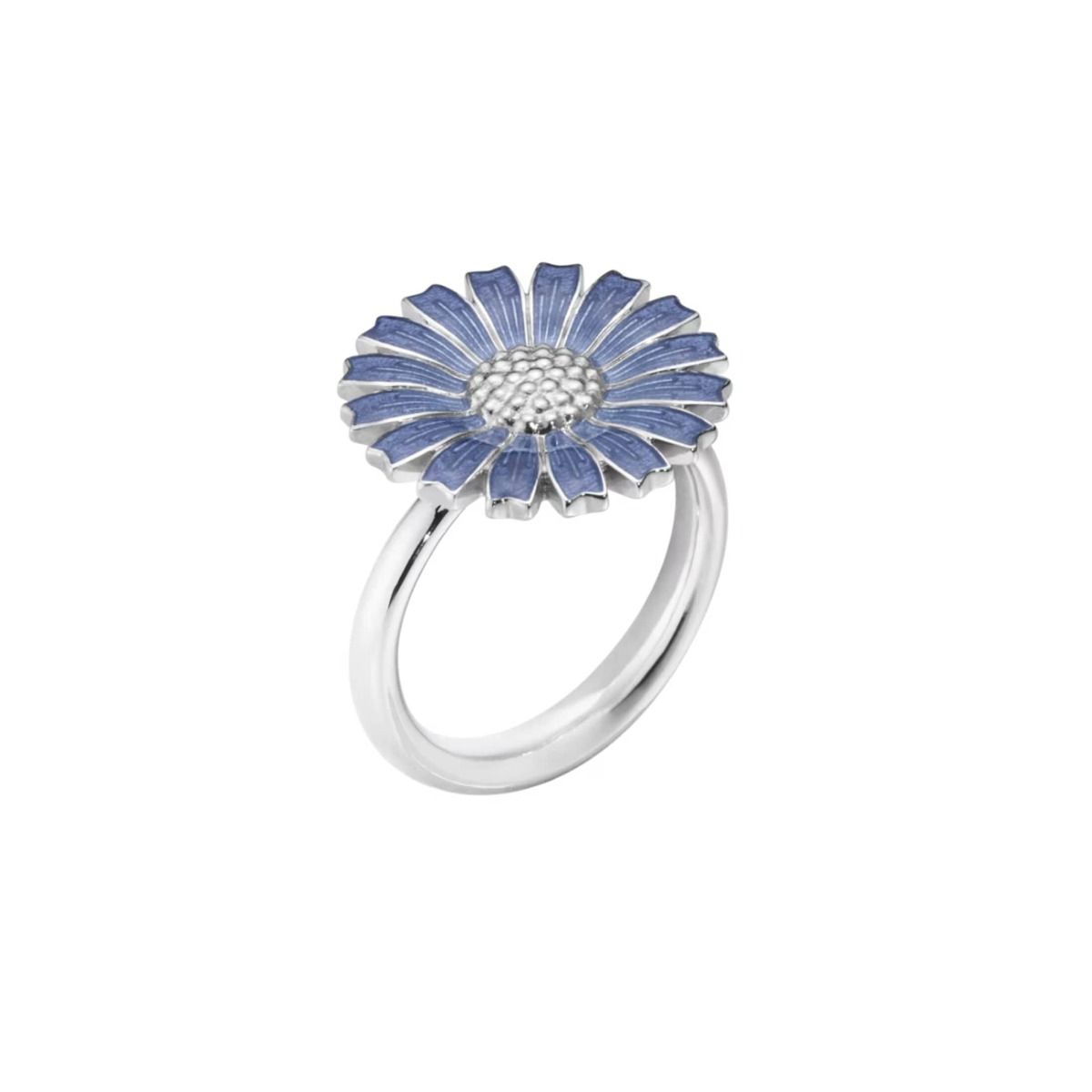 DAISY PLAIN SHANK RING SILVER RH BLUE ENAMEL 18 MM 20001744