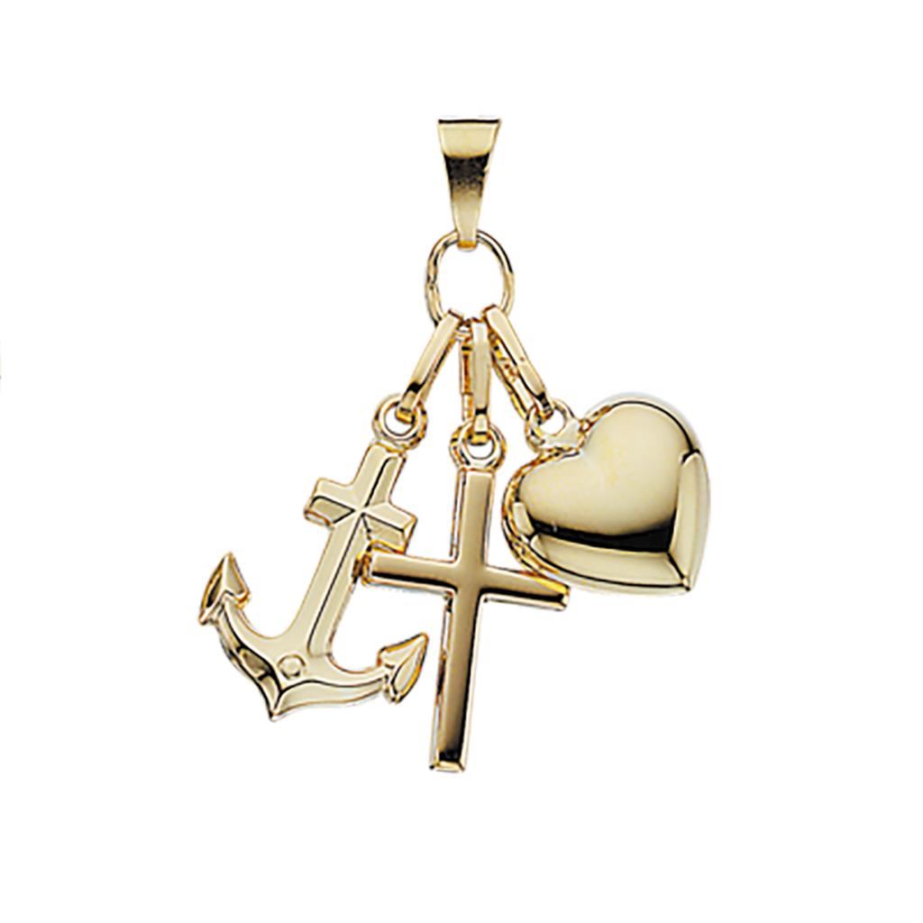 VEDHÆNG TRO-HÅB-KÆRLIGHED STOR 8 KT.