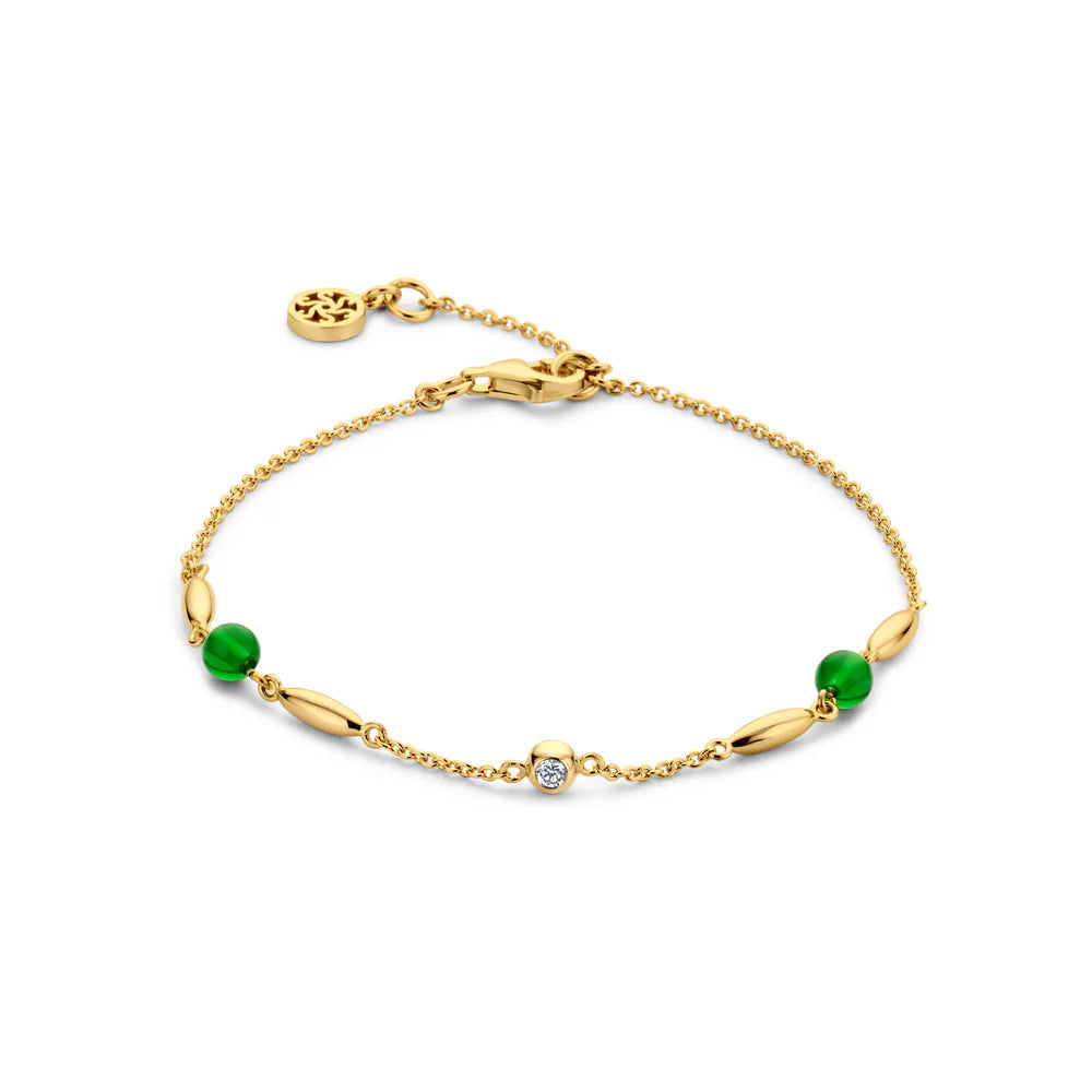 CORNELIA BRACELET GP/CZ GREEN AGATE CZ