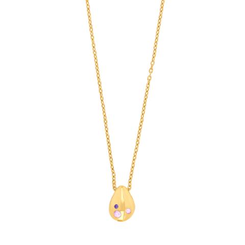 8KT. GULDVEDHÆNG M/ FARVET CZ INKL. FORG. KÆDE