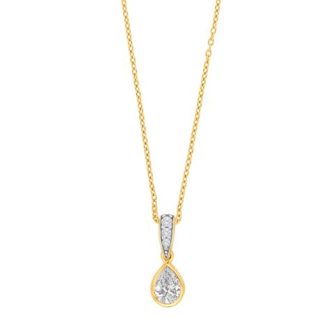 8KT. GULDVEDHÆNG M/CZ INKL. FORG. KÆDE