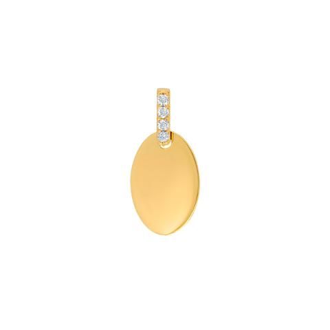 8KT. GULDVEDHÆNG OVAL PLADE M/CZ 8X12MM