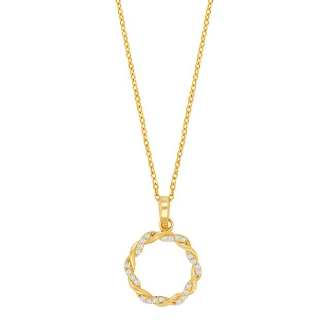 8KT. GULDVEDHÆNG CIRKEL M.CZ INKL. FORG. KÆDE