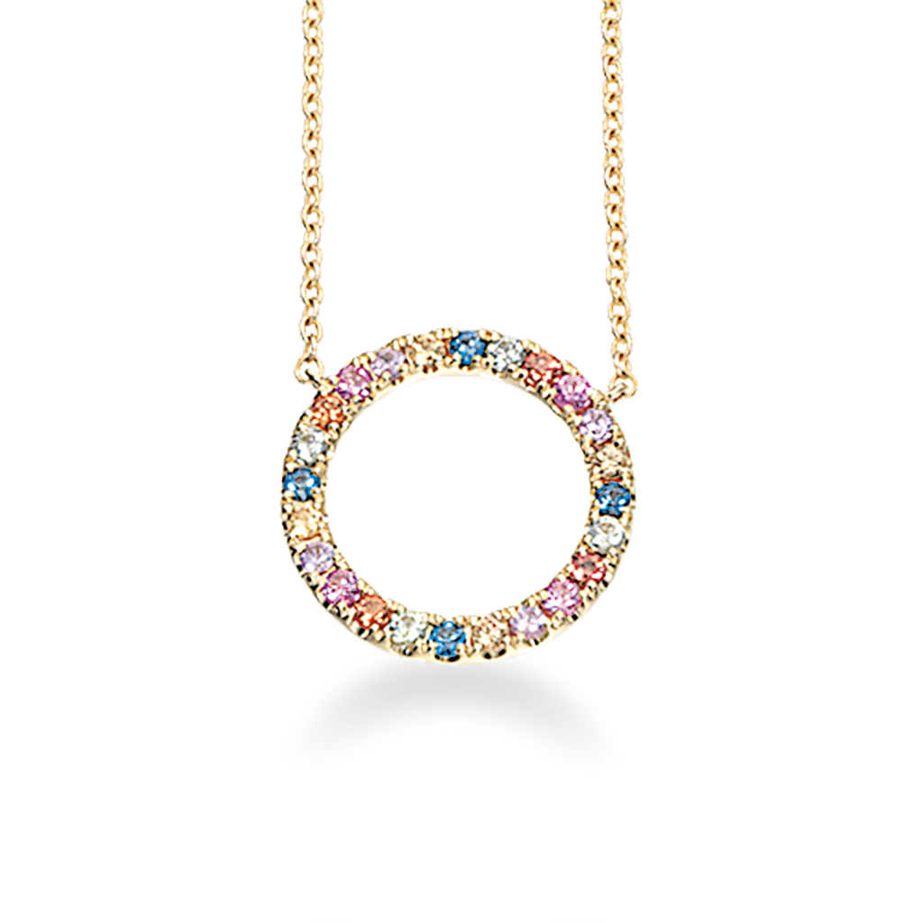 DAZZLING VEDHÆNG RAINBOW SAFIR 0,50 M/KÆDE 14 KT