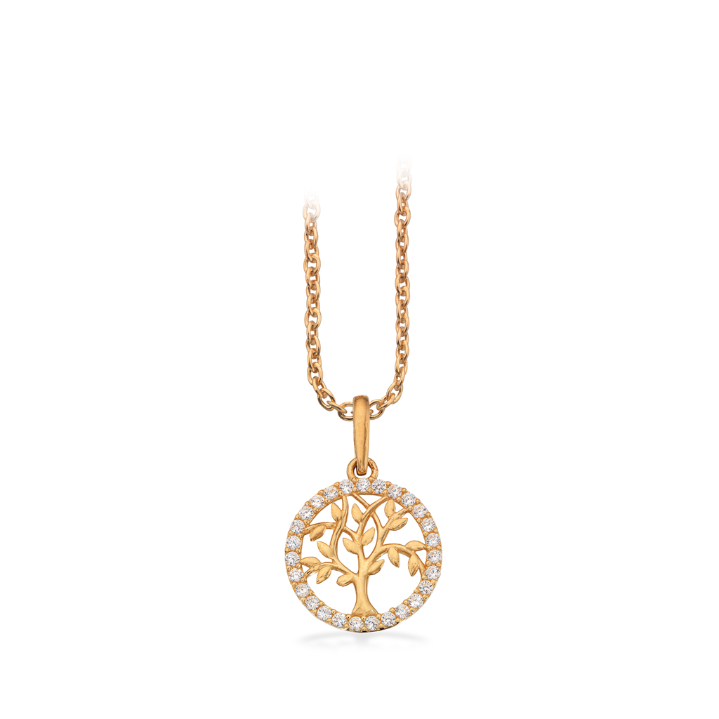 VEDHÆNG LIVETS TRÆ CUBIC ZIR. 8 KT SØLVKÆDE