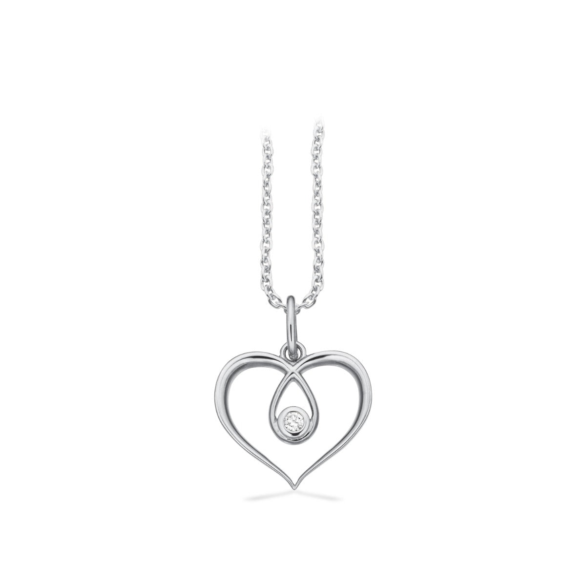 HJERTE 0,02 H-W/SI 8 KT.M/ SØLVKÆDE