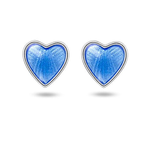 SØLV ØRESTIK BLÅ HJERTE