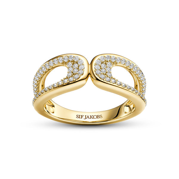 RING BORSA DUE PICCOLO - 18 KARAT FORGYLDT, MED HVIDE ZIRKONIA.