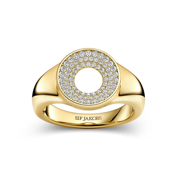 RING MELZO - 18 KARAT FORGYLDT, MED HVIDE ZIRKONIA.