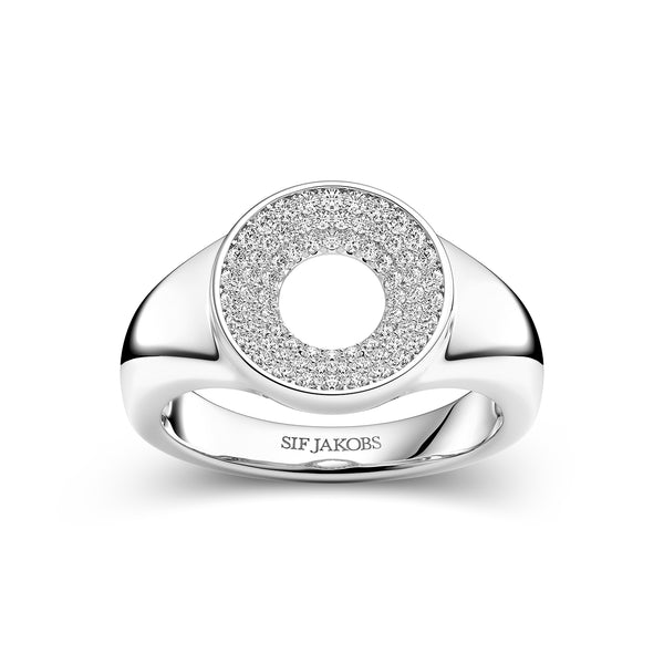 RING MELZO - RHODINERET, MED HVIDE ZIRKONIA.
