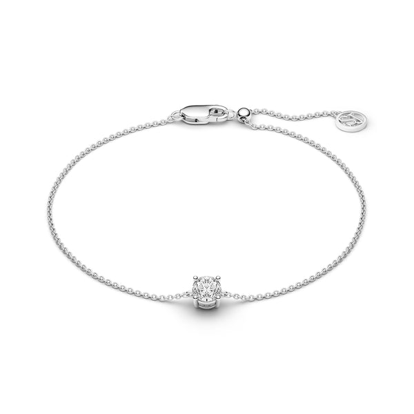 ARMBÅND PRINCESS UNO - RHODINERET, MED HVIDE ZIRKONIA.