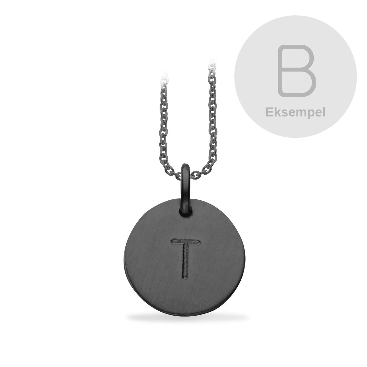 #TAGME RUND B 13 MM SØLV SORT RHO. M/KÆDE