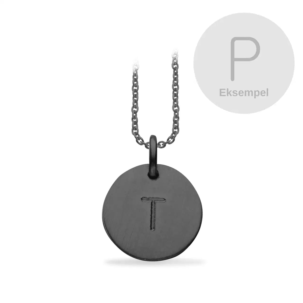 #TAGME RUND P 13 MM SØLV SORT RHO. M/KÆDE